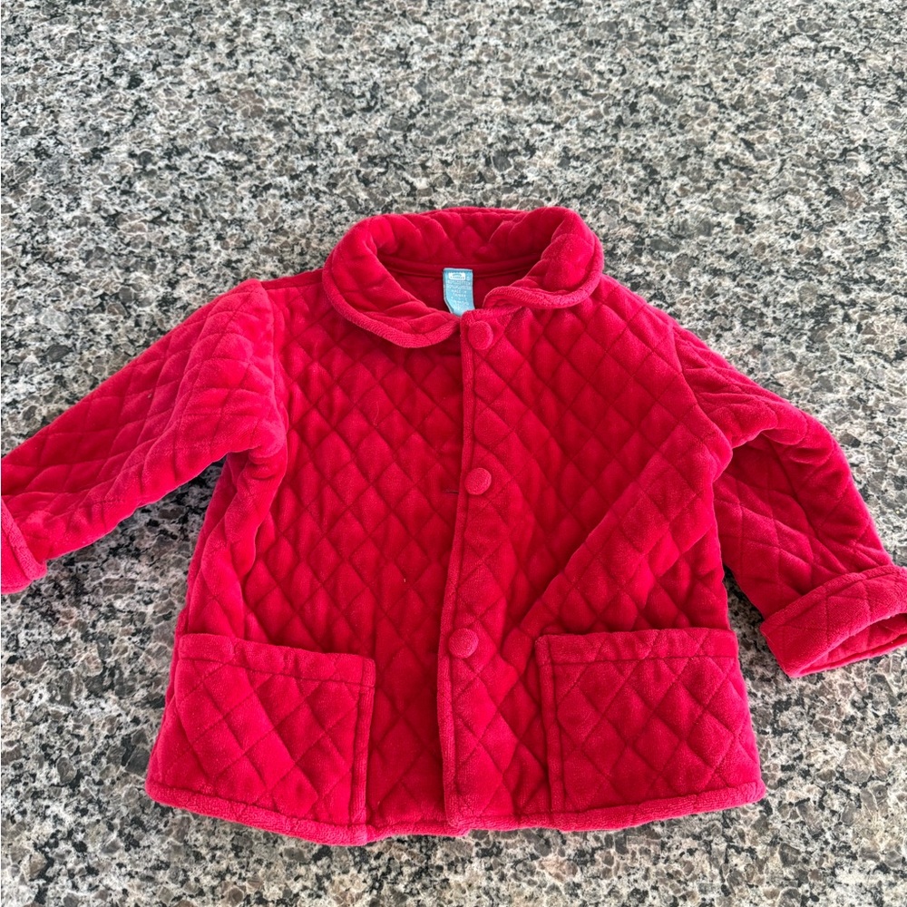 Quilted Toddler Red Jacket - Cozy Button-Front Coat 18m